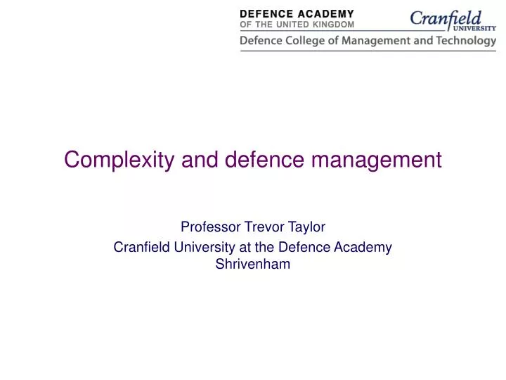 complexity and defence management