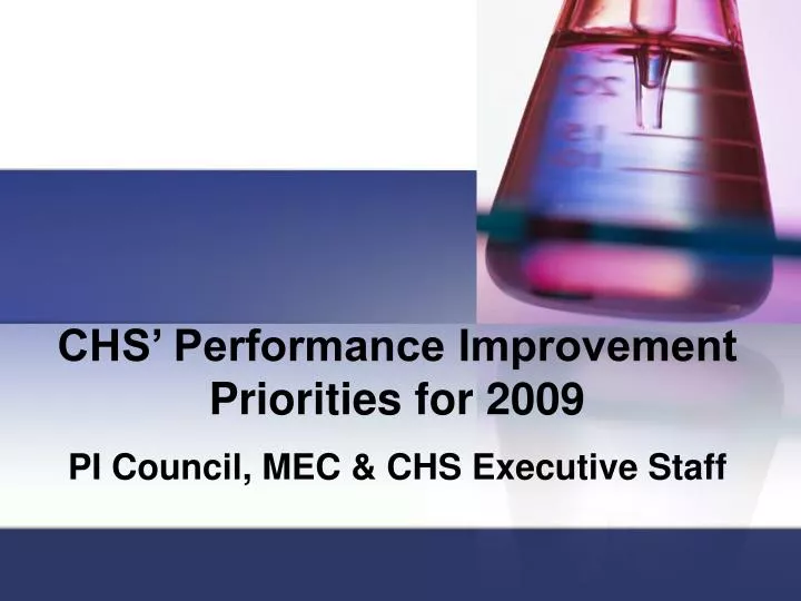 chs performance improvement priorities for 2009