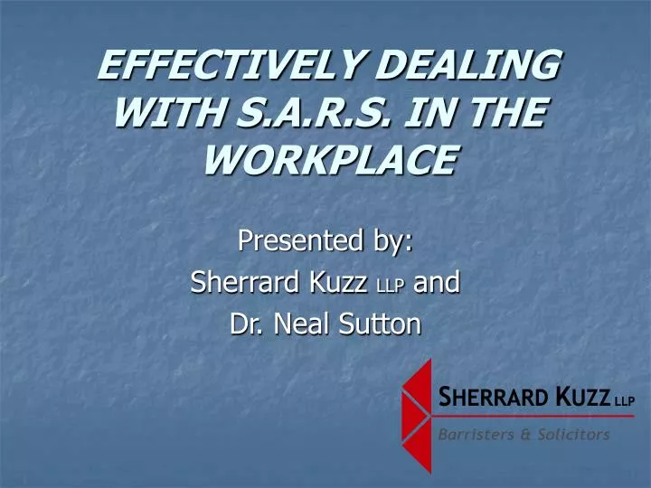 effectively dealing with s a r s in the workplace
