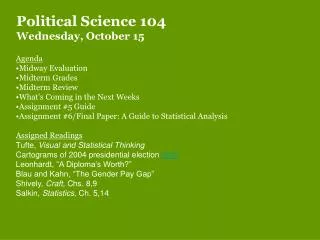 Political Science 104 Wednesday, October 15