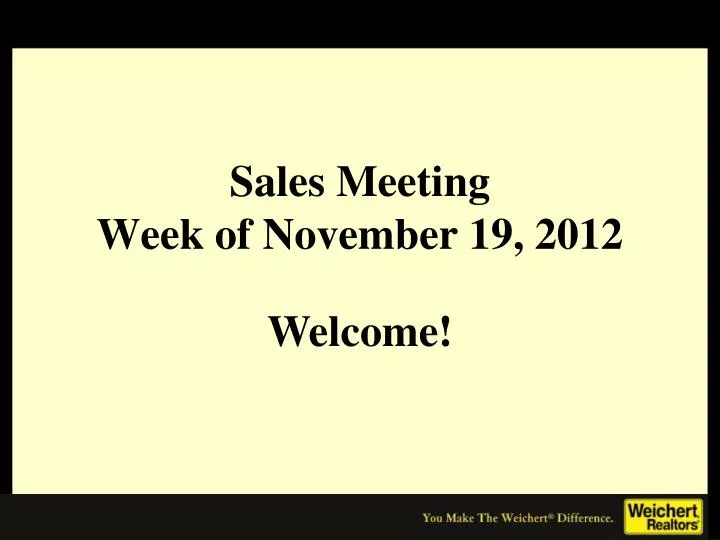 sales meeting week of november 19 2012