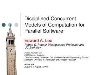 Disciplined Concurrent Models of Computation for Parallel Software