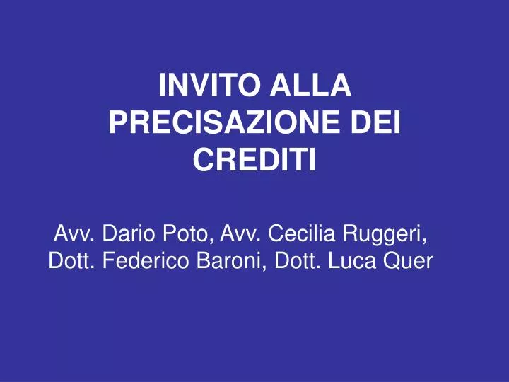 invito alla precisazione dei crediti