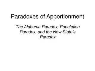 Paradoxes of Apportionment