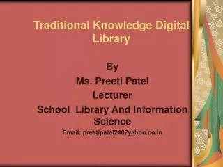 Traditional Knowledge Digital Library