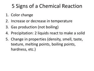 5 Signs of a Chemical Reaction