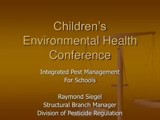 Children’s Environmental Health Conference