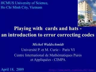 Playing with cards and hats - an introduction to error correcting codes