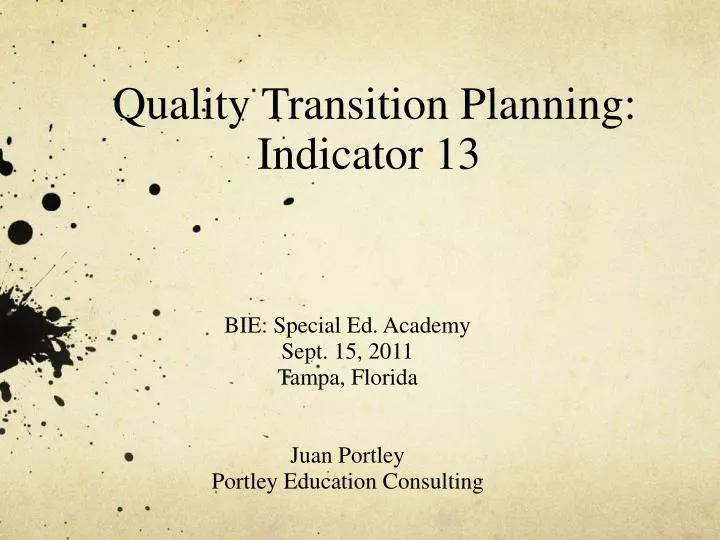 quality transition planning indicator 13