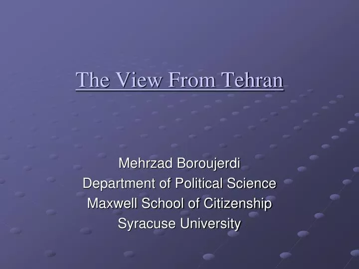 the view from tehran