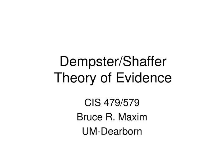 dempster shaffer theory of evidence
