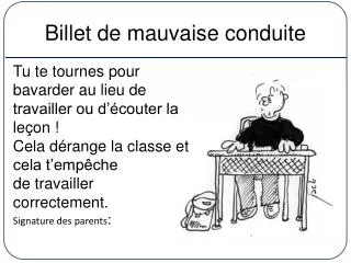 billet de mauvaise conduite