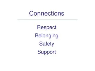 Connections Respect Belonging Safety Support