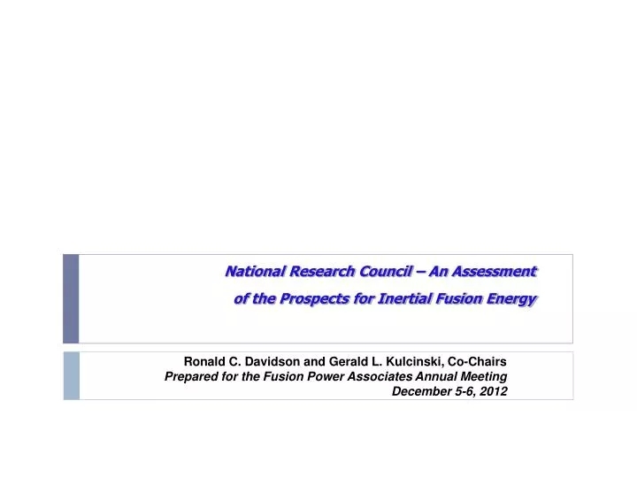 national research council an assessment of the prospects for inertial fusion energy