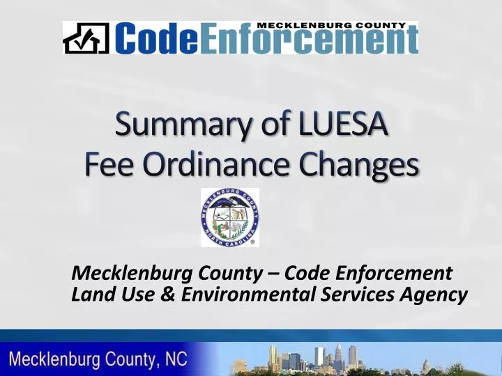 summary of luesa fee ordinance changes