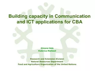 Building capacity in Communication and ICT applications for CBA