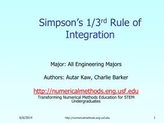 Simpson’s 1/3 rd Rule of Integration