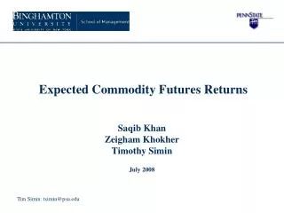 Expected Commodity Futures Returns