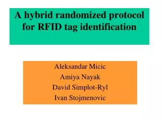 A hybrid randomized protocol for RFID tag identification