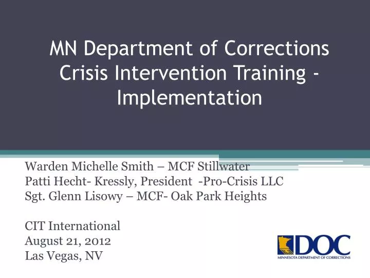mn department of corrections crisis intervention training implementation