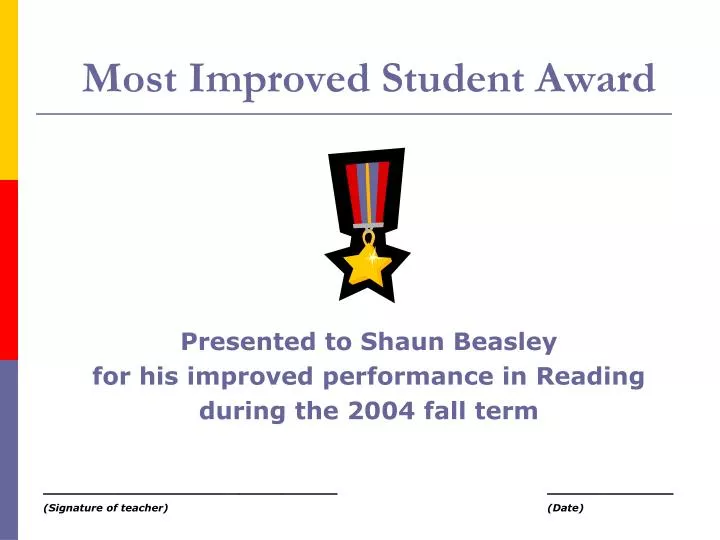 most improved student award
