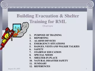 Building Evacuation &amp; Shelter Training for RML Overview