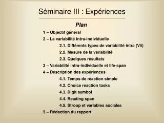 s minaire iii exp riences