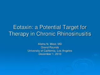 Eotaxin: a Potential Target for Therapy in Chronic Rhinosinusitis