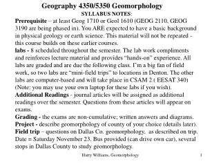 Geography 4350/5350 Geomorphology