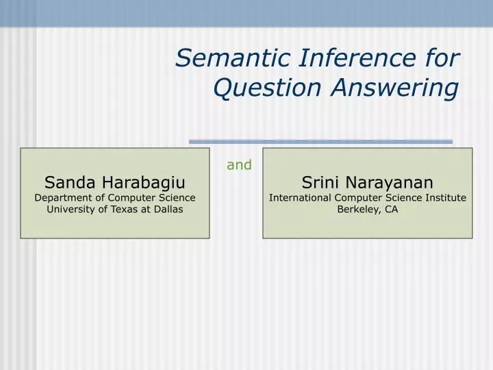 semantic inference for question answering