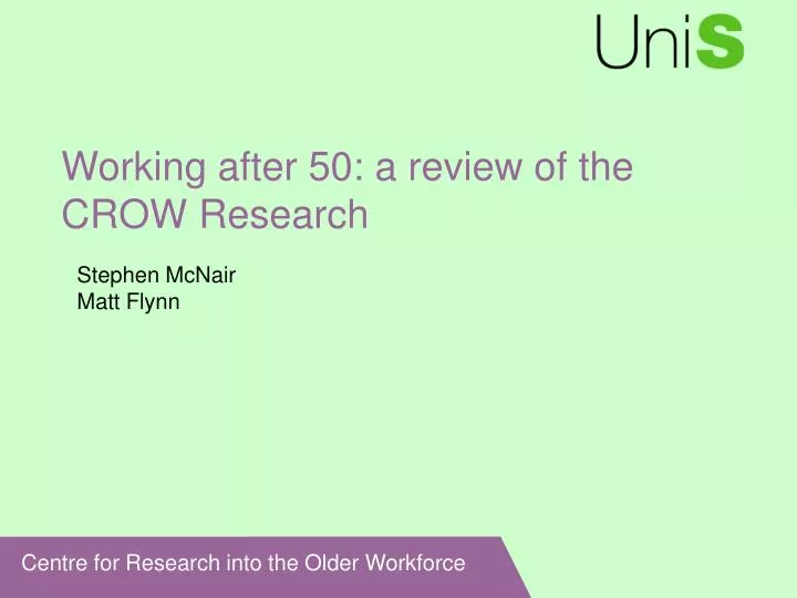 working after 50 a review of the crow research
