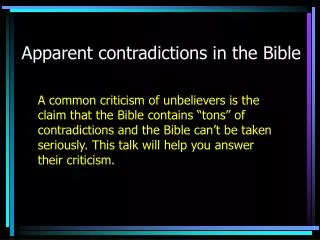 Apparent contradictions in the Bible