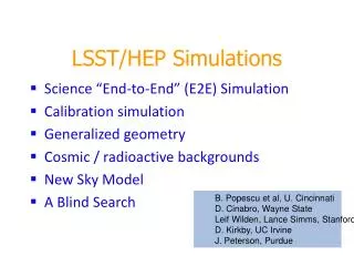 LSST/HEP Simulations