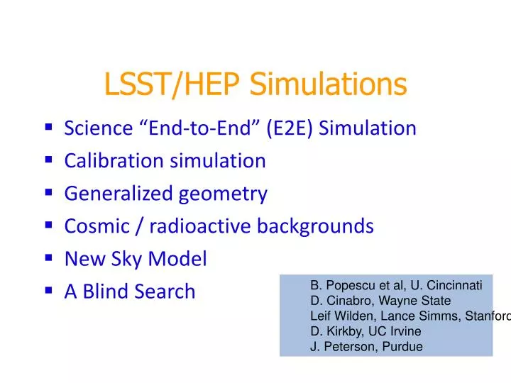 lsst hep simulations