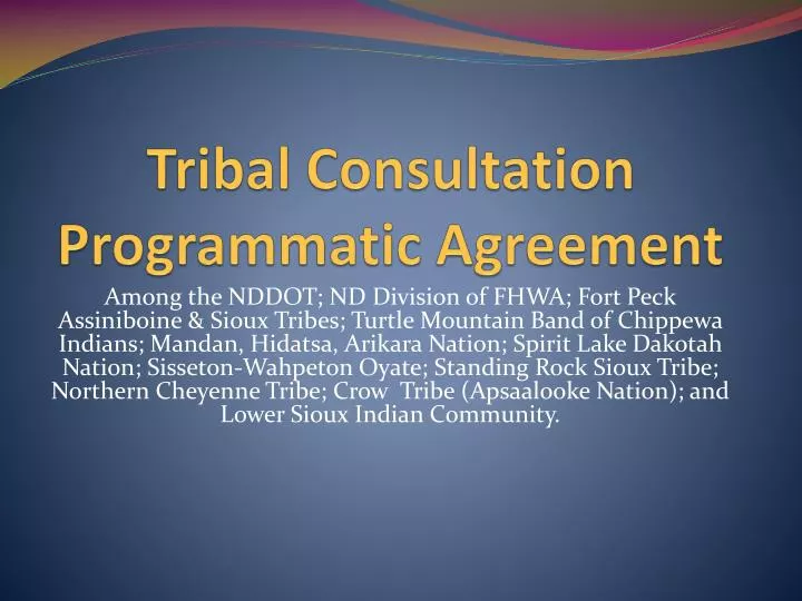 tribal consultation programmatic agreement