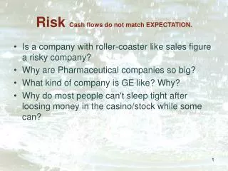 Risk Cash flows do not match EXPECTATION.