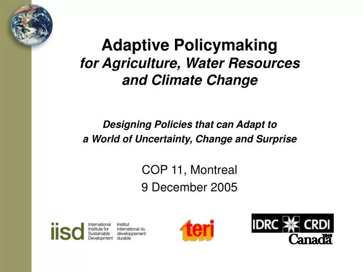adaptive policymaking for agriculture water resources and climate change