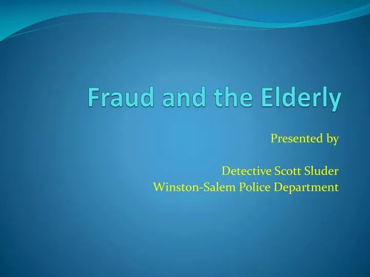 fraud and the elderly