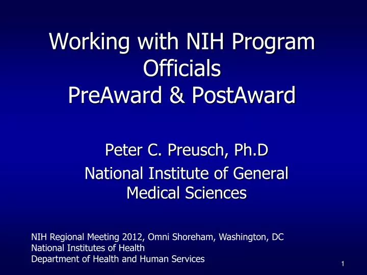 working with nih program officials preaward postaward
