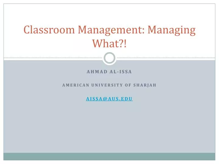classroom management managing what