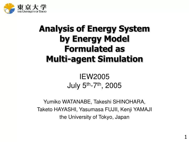 analysis of energy system by energy model formulated as multi agent simulation