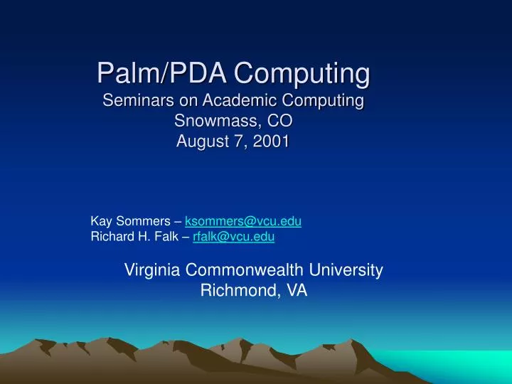 palm pda computing seminars on academic computing snowmass co august 7 2001