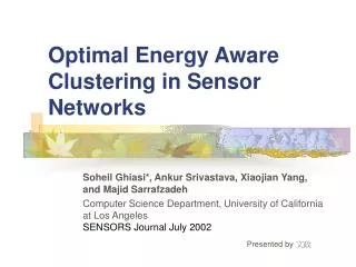 Optimal Energy Aware Clustering in Sensor Networks