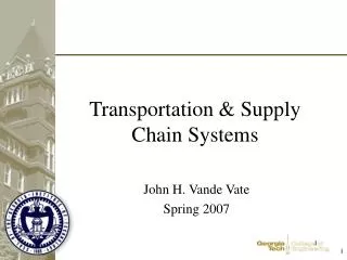 Transportation &amp; Supply Chain Systems