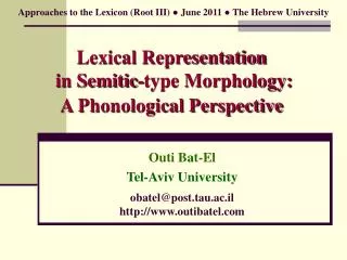Lexical Representation in Semitic-type Morphology: A Phonological Perspective