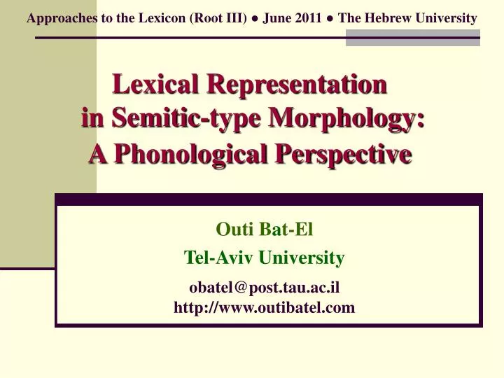 lexical representation in semitic type morphology a phonological perspective