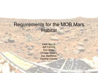 Requirements for the MOB Mars Habitat