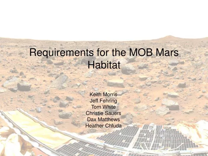 requirements for the mob mars habitat