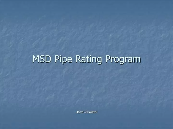 msd pipe rating program aqua salubris