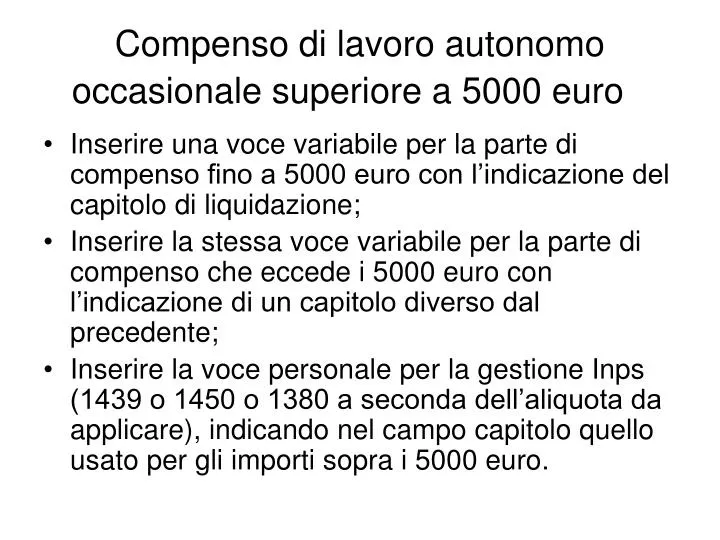 compenso di lavoro autonomo occasionale superiore a 5000 euro